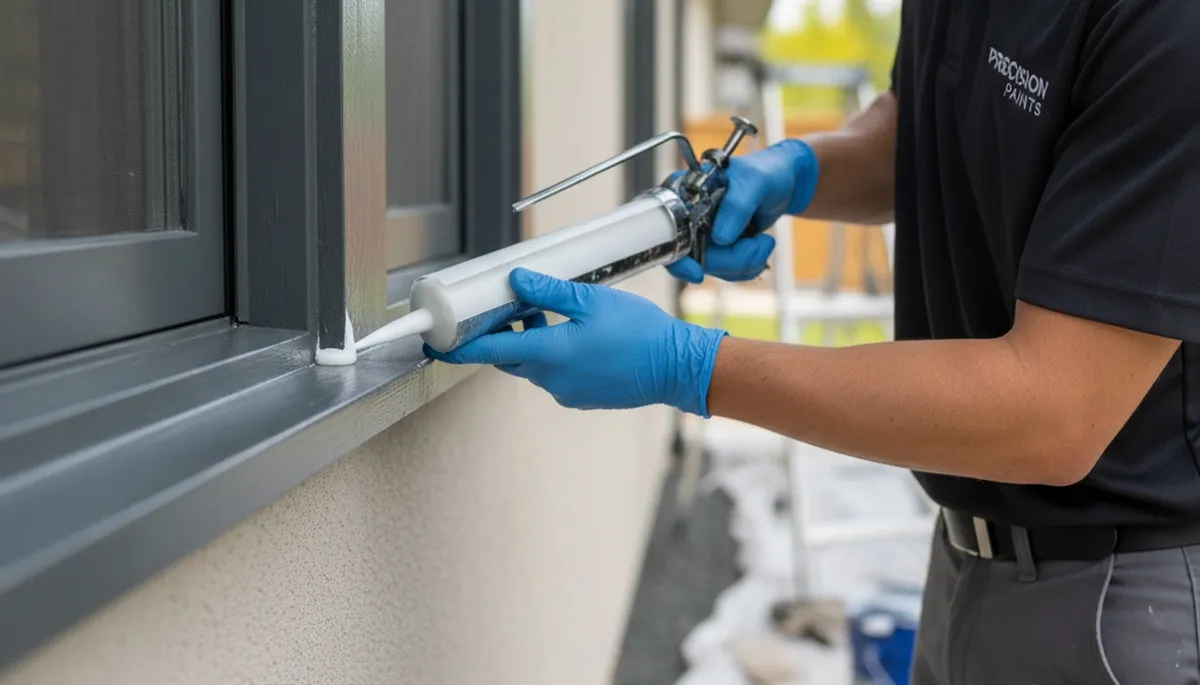 Professional exterior caulking and sealing work on Andover, MA home for weather protection