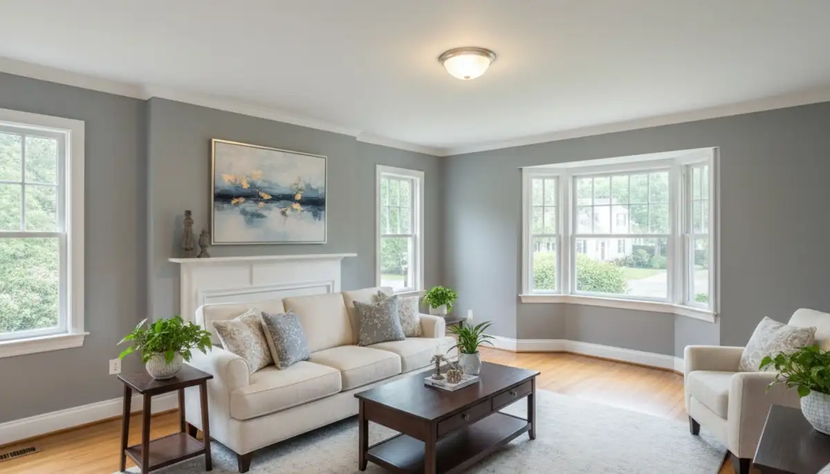 Freshly painted Andover, MA living room with smooth finishes by professional interior house painters