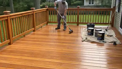 Professional deck staining in Andover, MA enhancing wood appearance and weather protection