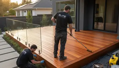 Professional deck staining by house painters in Andover, MA protecting wood from New England weather