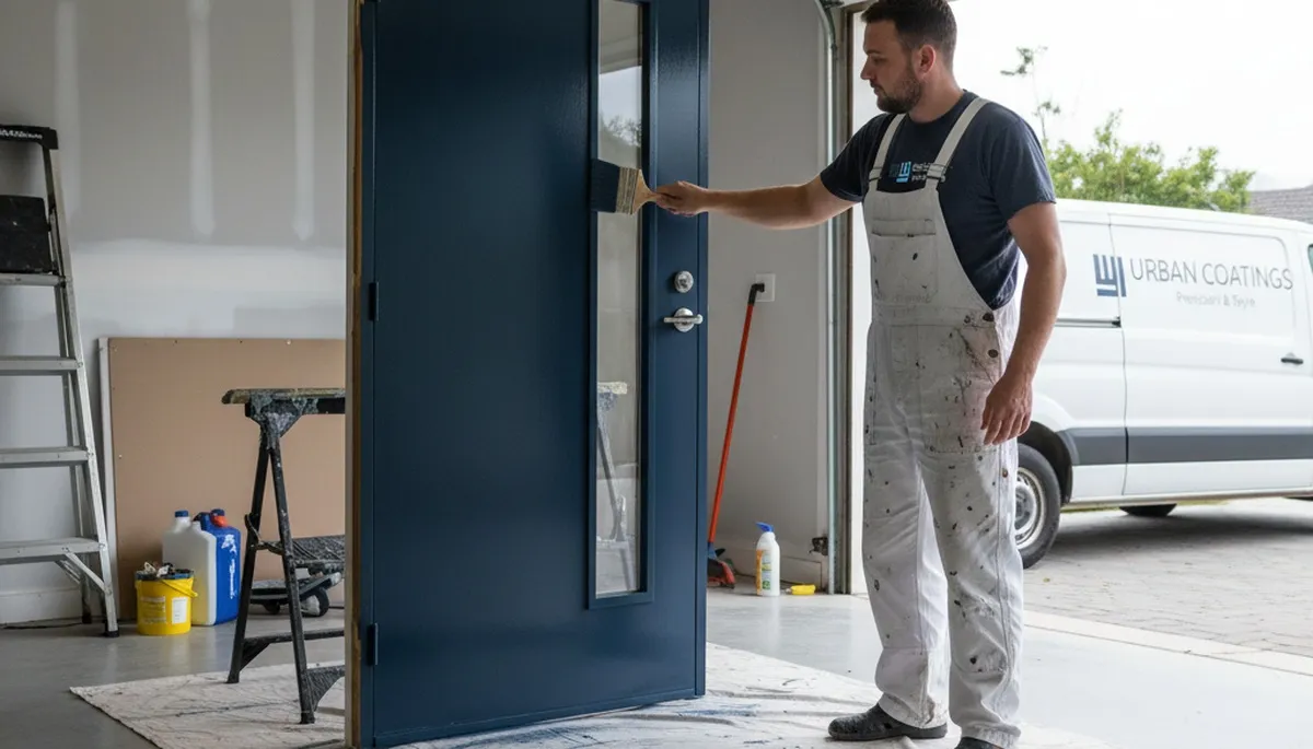 Professional door painting and refinishing by Andover, MA house painters for lasting curb appeal