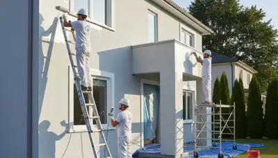 Professional exterior house painters working on home in Andover, MA
