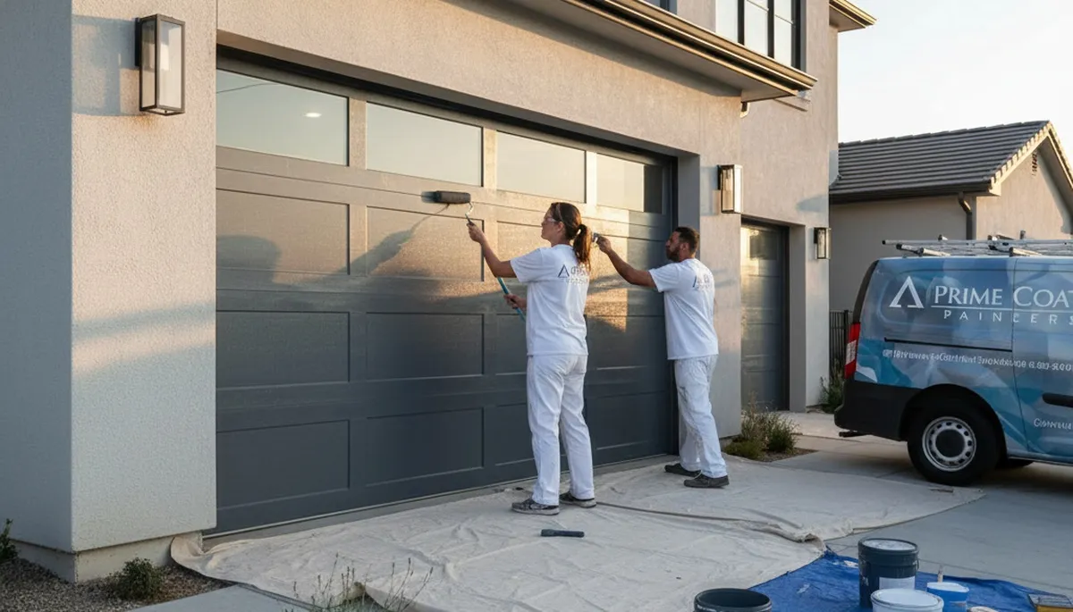 Professional garage door painting in Andover MA with durable, weather-resistant finish