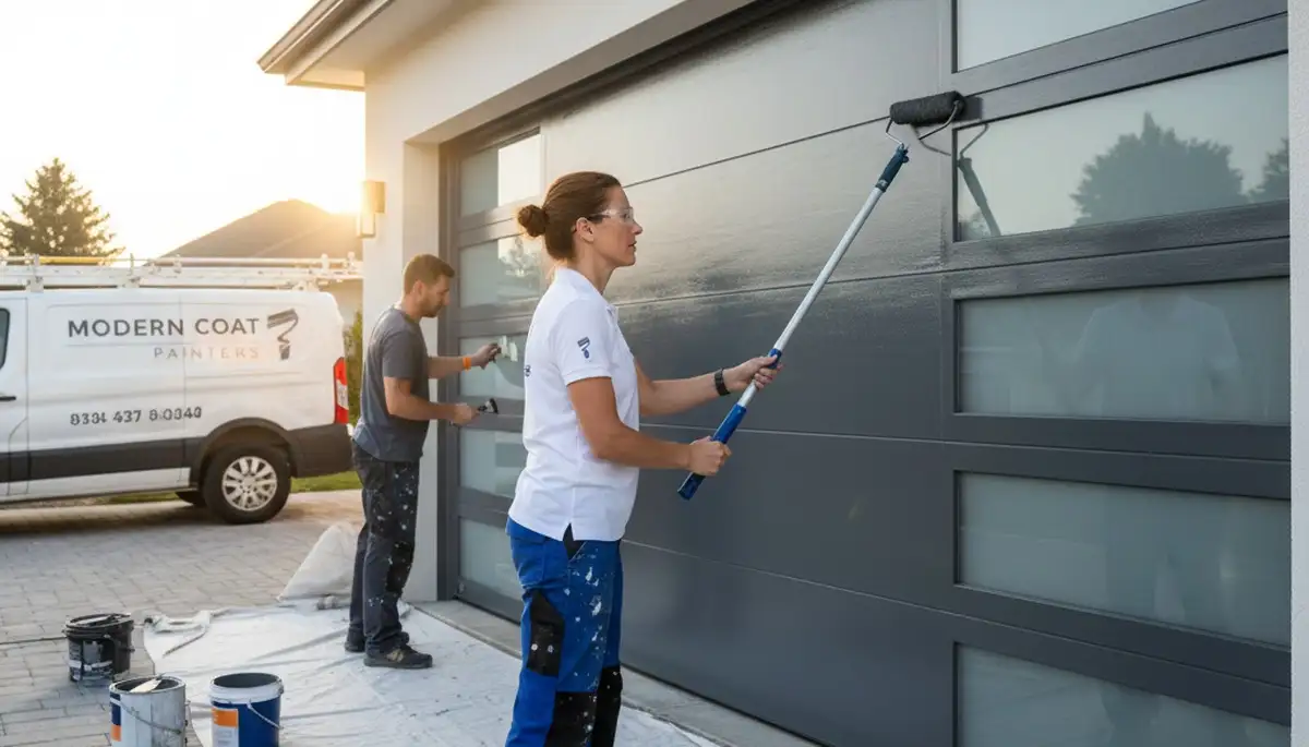 Professional garage door painting in Andover MA with durable weather-resistant finish