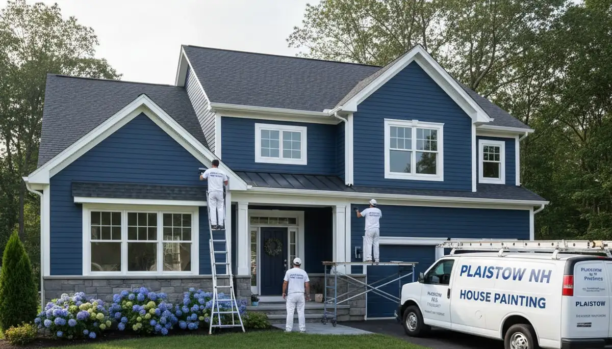 Professional house painters working on residential exterior in Andover, MA