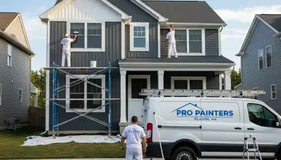 Andover, MA house painters painting a home exterior with professional residential service