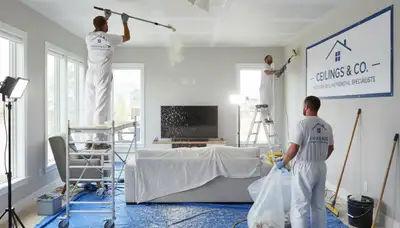 Professional popcorn ceiling removal in Andover, MA home by expert painters from AndoverPainters.com