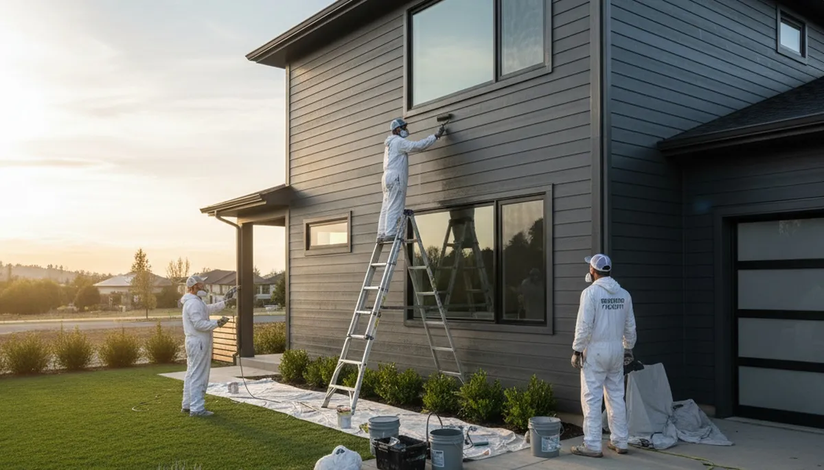 Professional siding painting on a home exterior in Andover, MA by expert house painters
