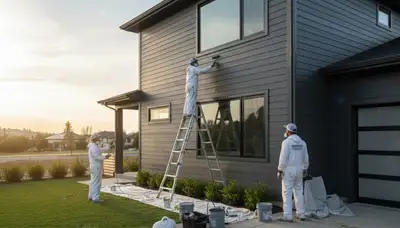 Professional siding painting on a home exterior in Andover, MA by expert house painters