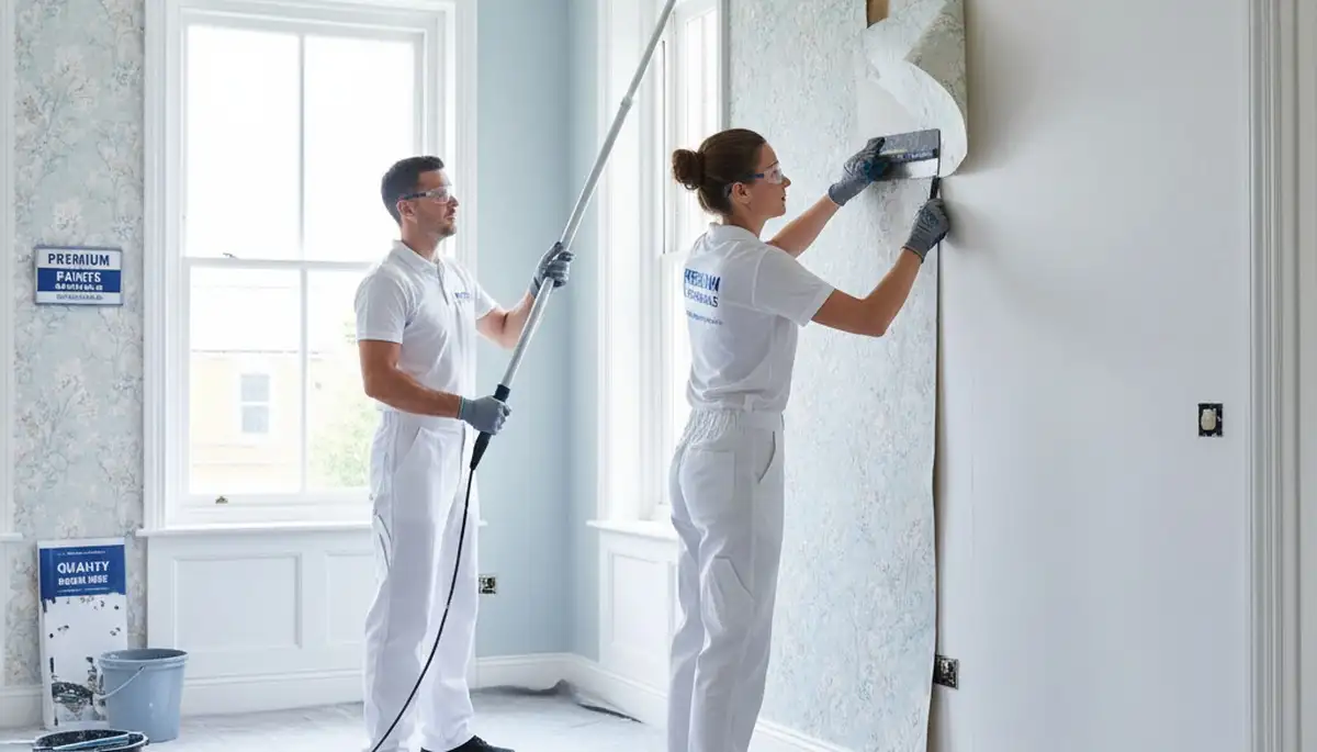 Professional wallpaper removal and wall prep by house painters in Andover, MA