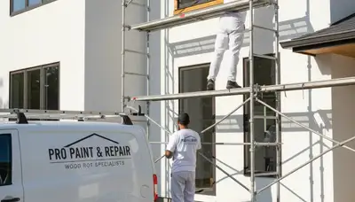 Professional wood rot repair on Andover MA home exterior by expert house painters